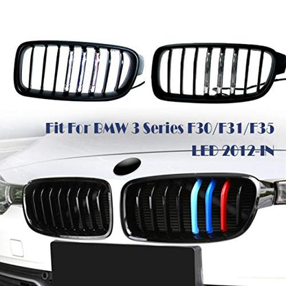 Car Craft 3 Series Grill Compatible With Bmw 3 Series Grill F30 M3 Style Kidney Grill Grille Bumper Grill 2012-2018 Black Led -graphql