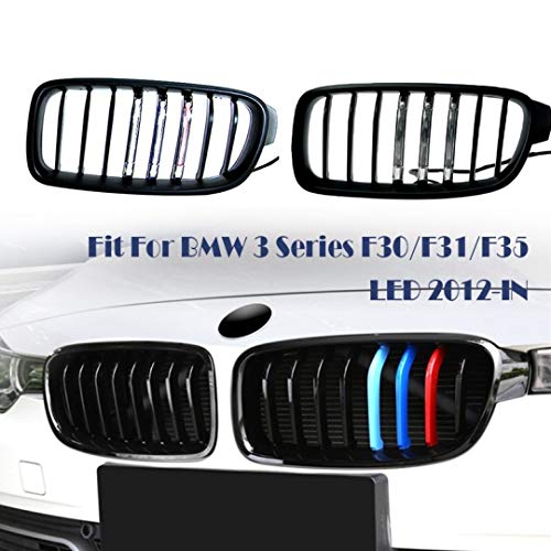 Car Craft 3 Series Grill Compatible With Bmw 3 Series Grill F30 M3 Style Kidney Grill Grille Bumper Grill 2012-2018 Black Led -graphql