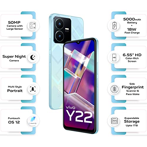 Vivo Y22 (Metaverse Green, 6GB RAM, 128GB Storage) with No Cost EMI/Additional Exchange Offers