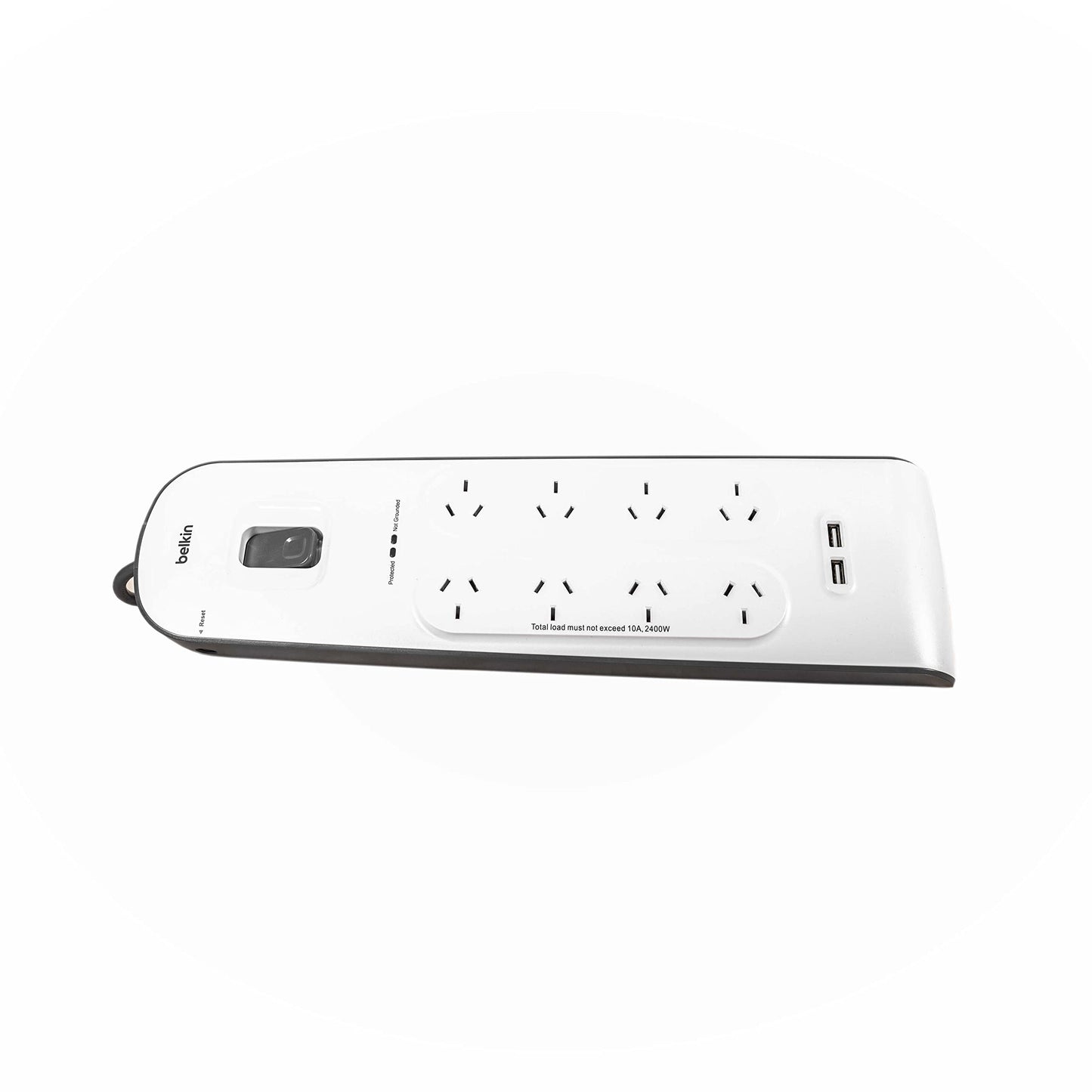 Belkin 8-Outlet Surge Protection Strip with 2,4 Amp USB Charging, White/Grey (BSV804au2M)