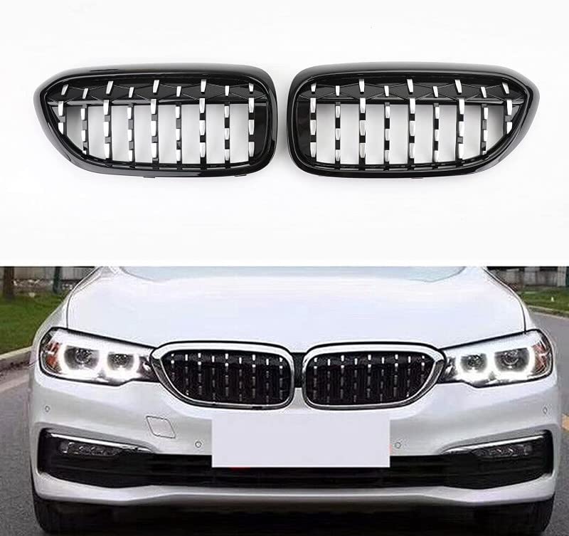 Car Craft Front Bumper Grill Compatible With Bmw 5 Series G30 2017-2020 Front Bumper Grill Diamond Chrome And Black Single