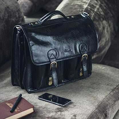 ASHWOOD - Large Briefcase Cross Body Bag - Laptop Bag with Padded Compartment - Business Office Work Bag - Genuine Leather - 8190 test  6758624723033 test  {product.id} 6758624723033 bolt