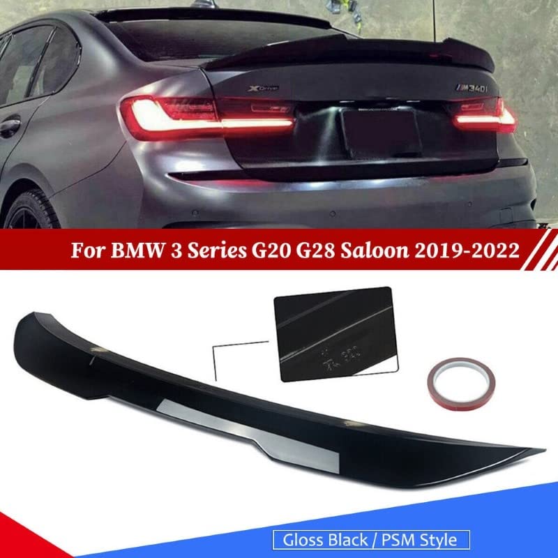 Car Craft 3 Series Spoiler Trunk Spoiler Compatible with BMW 3 Series Spoiler Trunk Spoiler 3 Series G20 2019 Psm Glossy Black AR-BMW-022