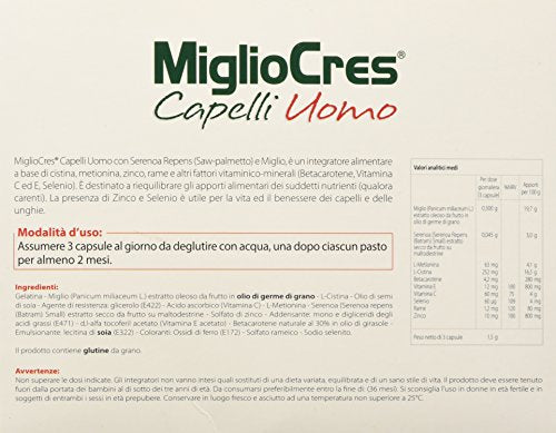 MiglioCres Capelli Uomo Integratore Alimentare 60 Capsule+ 60 Capsule