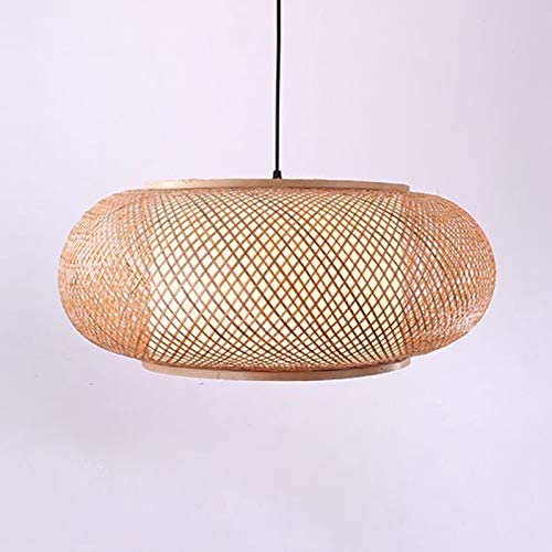 LITFAD Antique Lantern Pendant Lighting Rattan Single Light Weaving Natural Wooden Ceiling Hanging Light Beige Ceiling Fixture with Adjustable Cord for Dining Room Living Room Restaurant - 19.8" 4787240927321 bolt