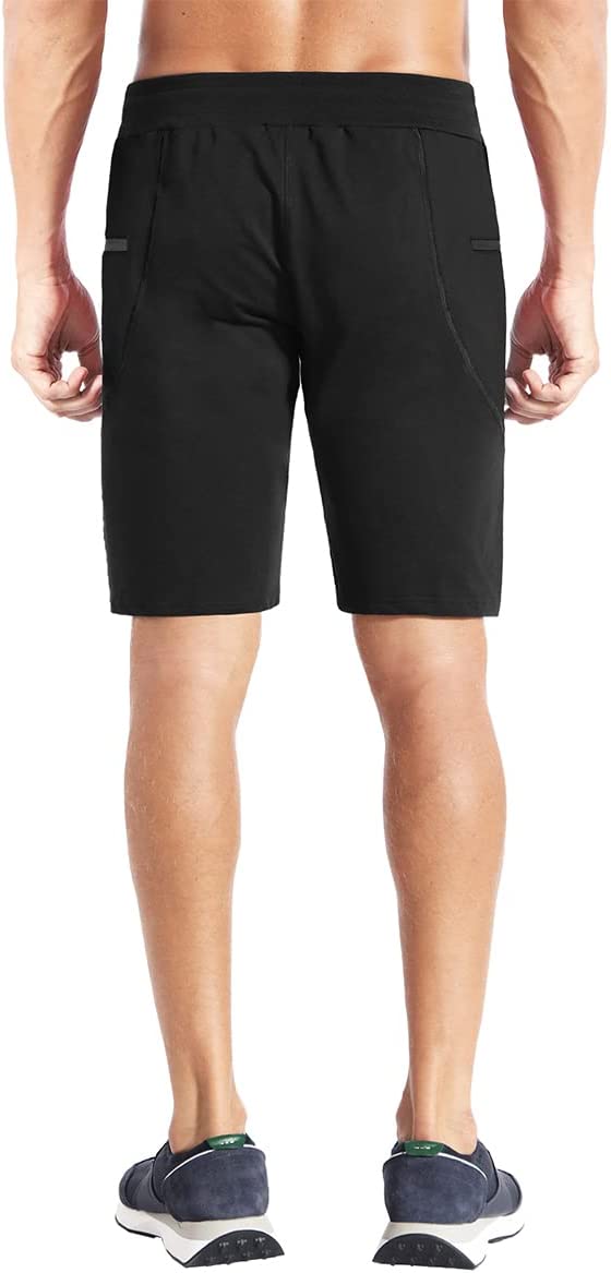 BROKIG Mens Stitching Athletic Shorts Sport Workout Short for Men with Zip Pockets
