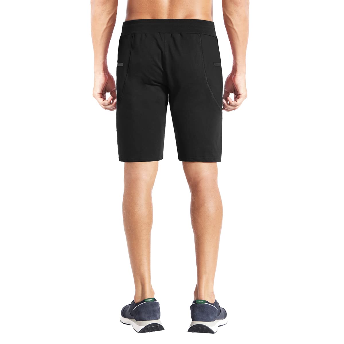 BROKIG Mens Stitching Athletic Shorts Sport Workout Short for Men with Zip Pockets