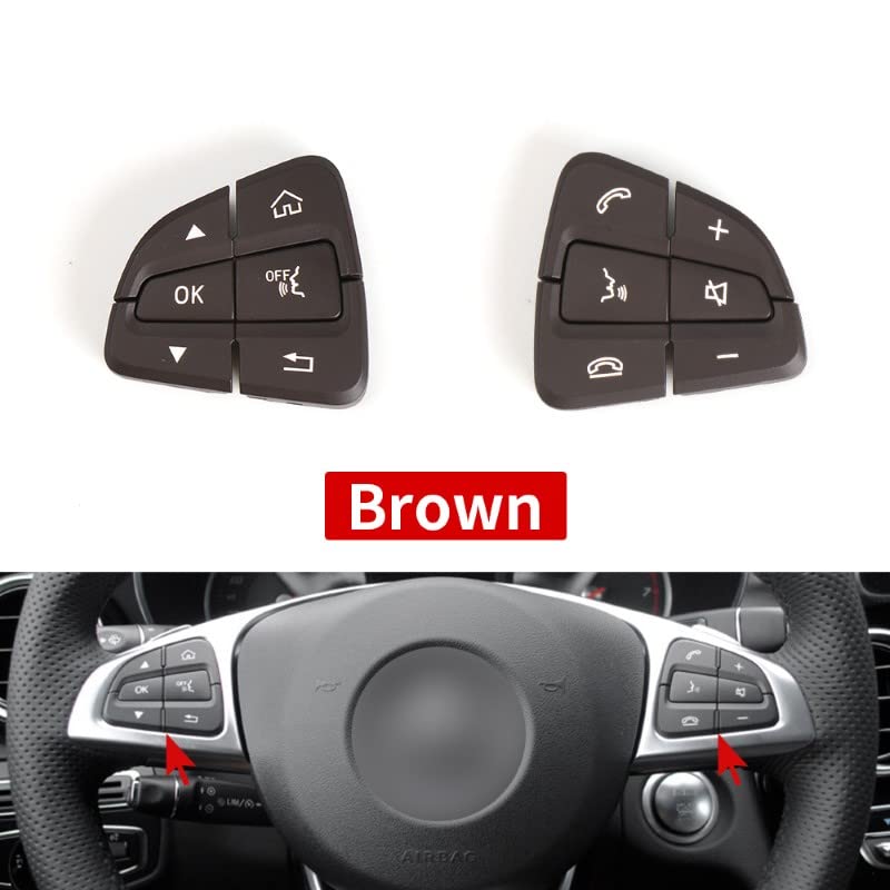 Car Craft Glc Steering Wheel Button Compatible With Mercedes C Class Steering Wheel Button C Class W205 2015-2020 Glc W253 2015-2021 Brown