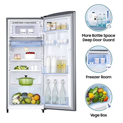 Samsung 192 L 2 Star Direct Cool Single Door Refrigerator (RR19A241BGS/NL, Grey Silver)