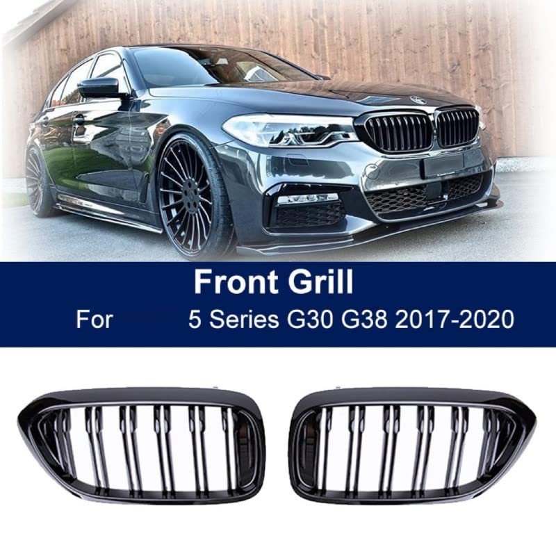 Car Craft Front Bumper Grill Compatible With Bmw 5 Series G30 2017-2020 Front Bumper Grill Glossy Black