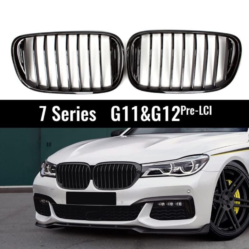 Car Craft Front Bumper Grill Compatible With Bmw 7 Series G12 2016-2021 Front Bumper Grill Glossy Black