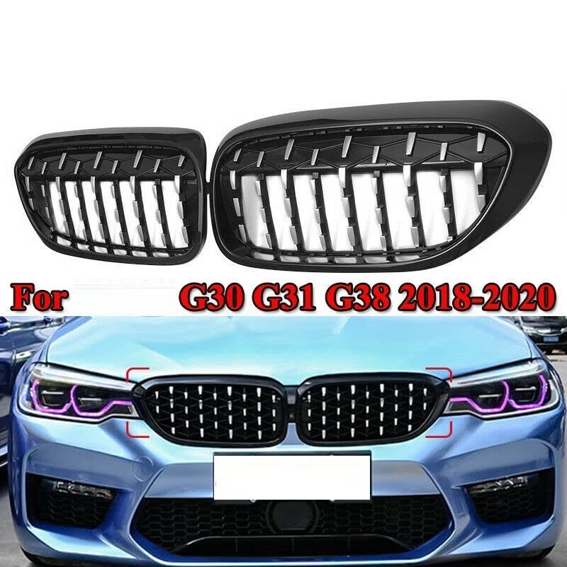 Car Craft Front Bumper Grill Compatible With Bmw 5 Series G30 2017-2020 Front Bumper Grill Diamond Chrome And Black Single