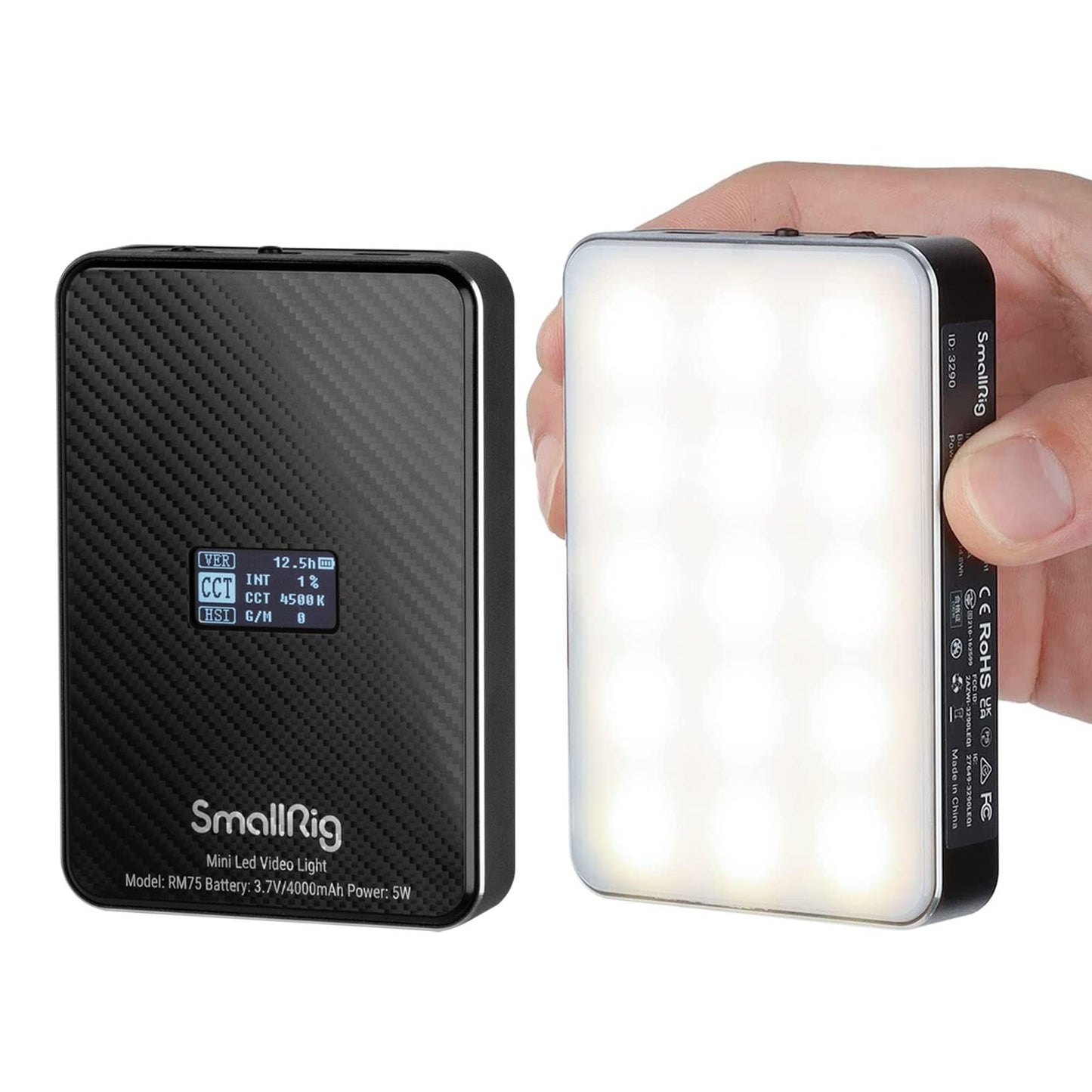 SmallRig APP Control RGB Video Light, Portable LED On Camera Video Lights Panel, CRI≥95 2500-8500K, Built-in 4000mAh Battery, for Vlogging / Photography / Conference, Magnetic Attraction - 3290