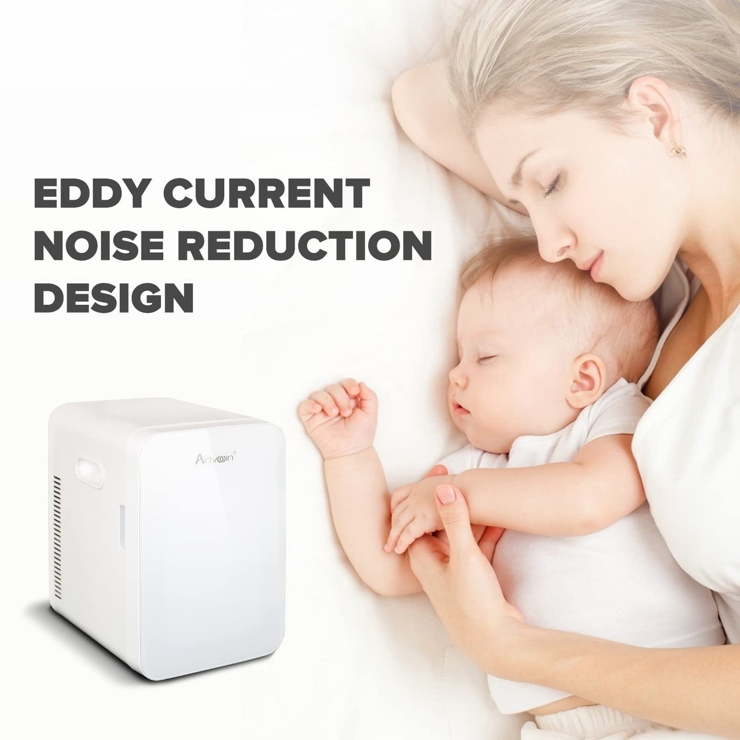 ADVWIN Portable Mini Fridge, 12L Compact Refrigerator for Skincare, Cosmetic, Beauty Serum, Face Mask, 220-240V AC/12V DC Portable Skincare Fridge for Bedroom/Car/Office