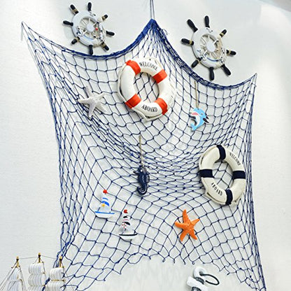 Ogrmar Mediterranean Nautical Wooden Boat Ship Steering Wheel/Handcrafted Wooden Ship Wheel Pirate Decor Wall and Door Hanging Ornament Plaque (White Fish) test  {product.id}