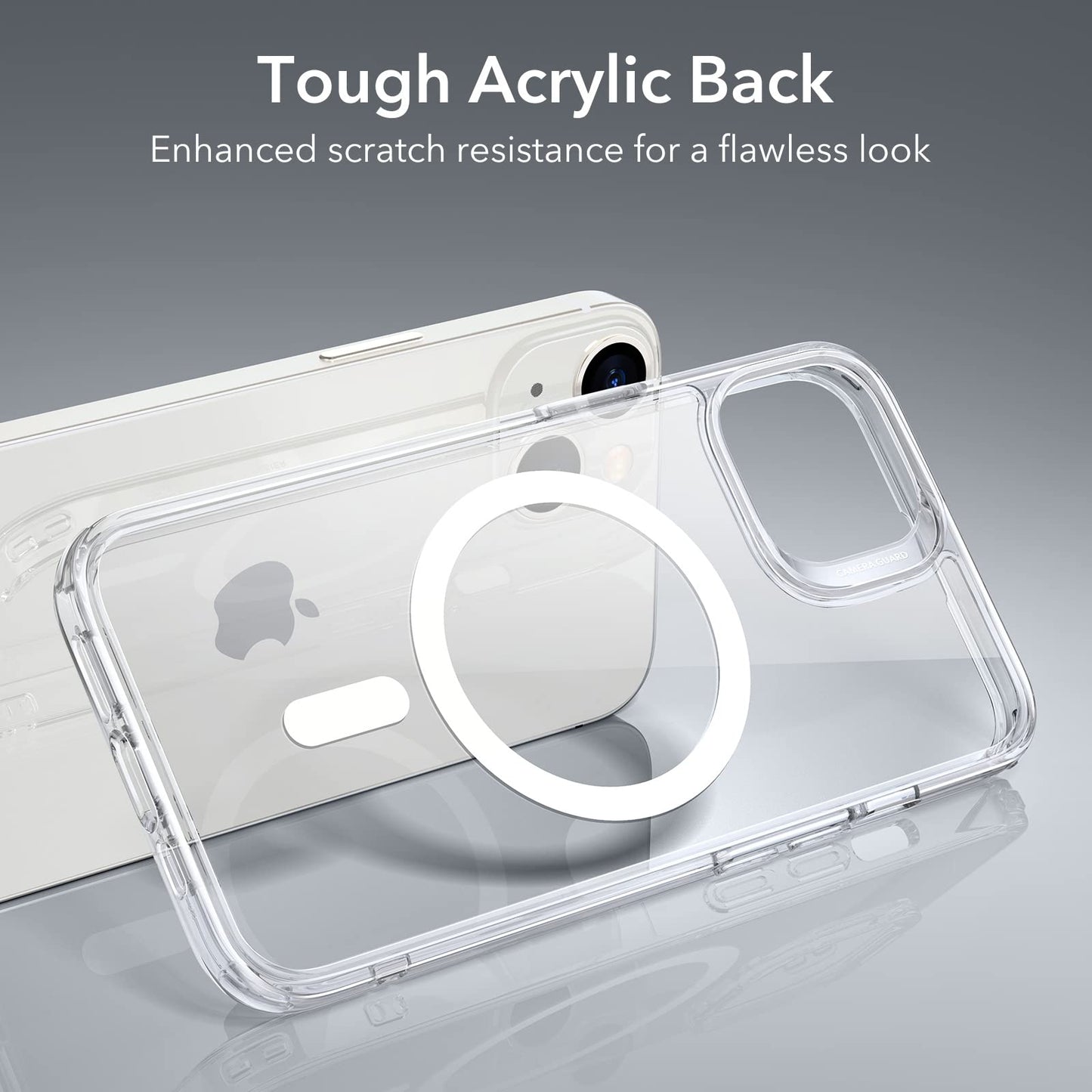 ESR Classic Hybrid Magnetic Case with HaloLock, Compatible with iPhone 14 and iPhone 13, Compatible with MagSafe, Shockproof Military-Grade Protection, Scratch-Resistant Back, Clear