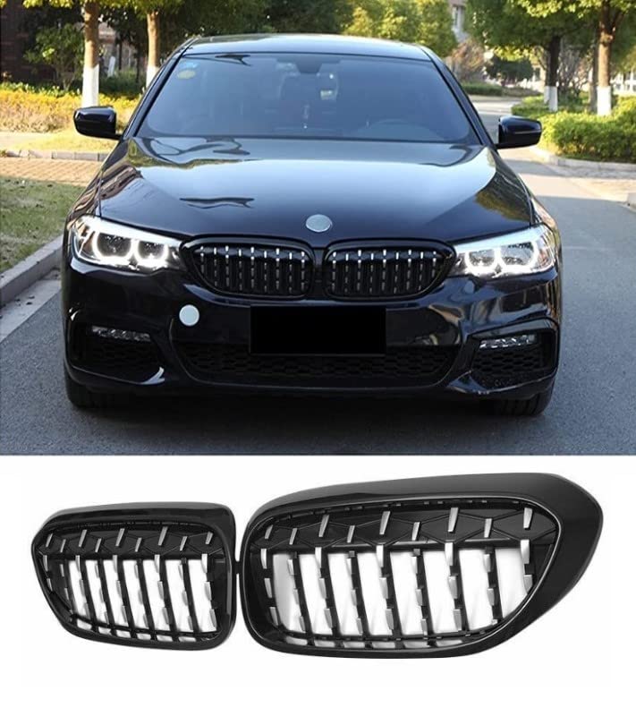 Car Craft Front Bumper Grill Compatible With Bmw 5 Series G30 2017-2020 Front Bumper Grill Diamond Chrome And Black Single