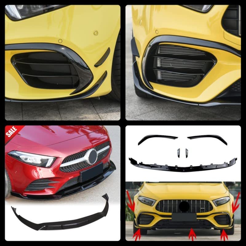 Car Craft A Class Front Lip Bumper Lip Compatible with Mercedes A Class Front Lip Bumper Lip A Class W177 2020 Glossy Black