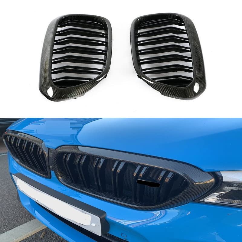 Car Craft Front Bumper Grill Compatible With Bmw 5 Series G30 2017-2020 Front Bumper Grill Carbon Fiber Look