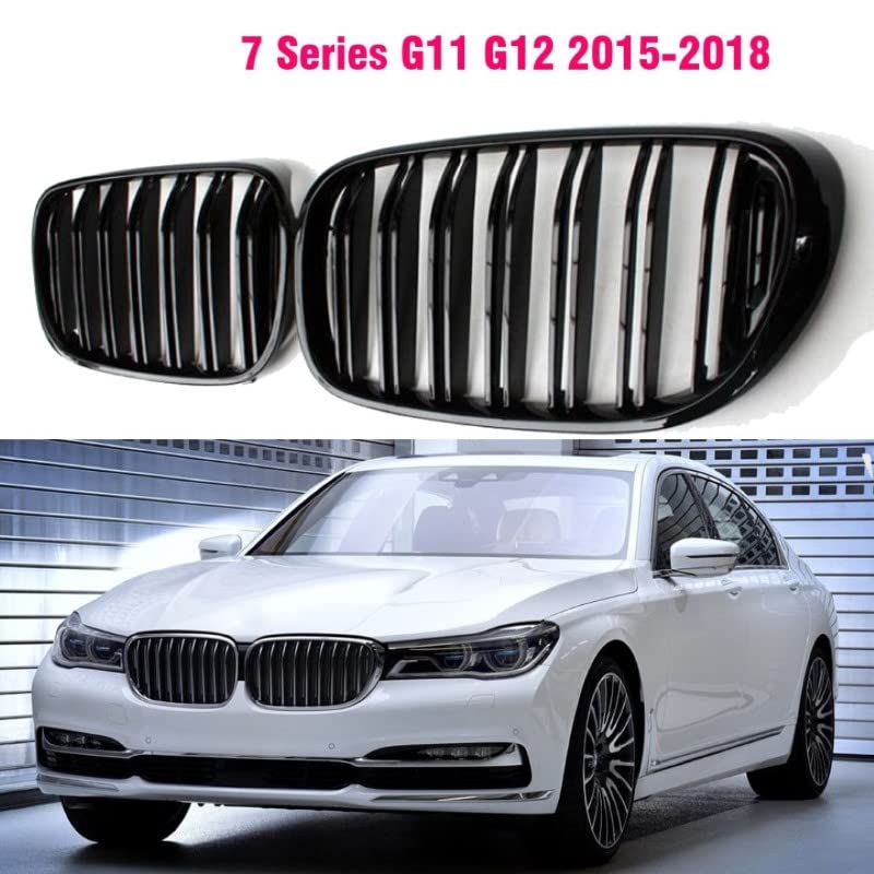 Car Craft Front Bumper Grill Compatible With Bmw 7 Series G12 2016-2021 Front Bumper Grill Glossy Black