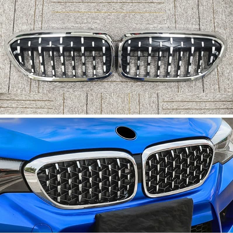 Car Craft Front Bumper Grill Compatible With Bmw 5 Series G30 2017-2020 Front Bumper Grill Diamond Chrome Single