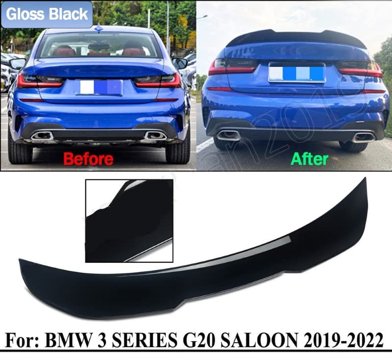 Car Craft 3 Series Spoiler Trunk Spoiler Compatible with BMW 3 Series Spoiler Trunk Spoiler 3 Series G20 2019 Psm Glossy Black AR-BMW-022