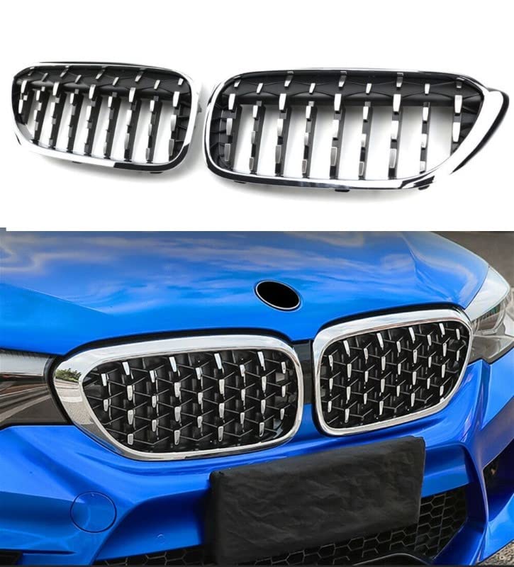 Car Craft Front Bumper Grill Compatible With Bmw 5 Series G30 2017-2020 Front Bumper Grill Diamond Chrome Single