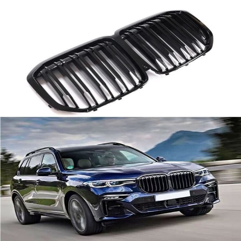 Car Craft Front Bumper Grill Compatible With Bmw X7 G07 2019-2022 Front Bumper Grill Carbon Fiber Look Glossy Black