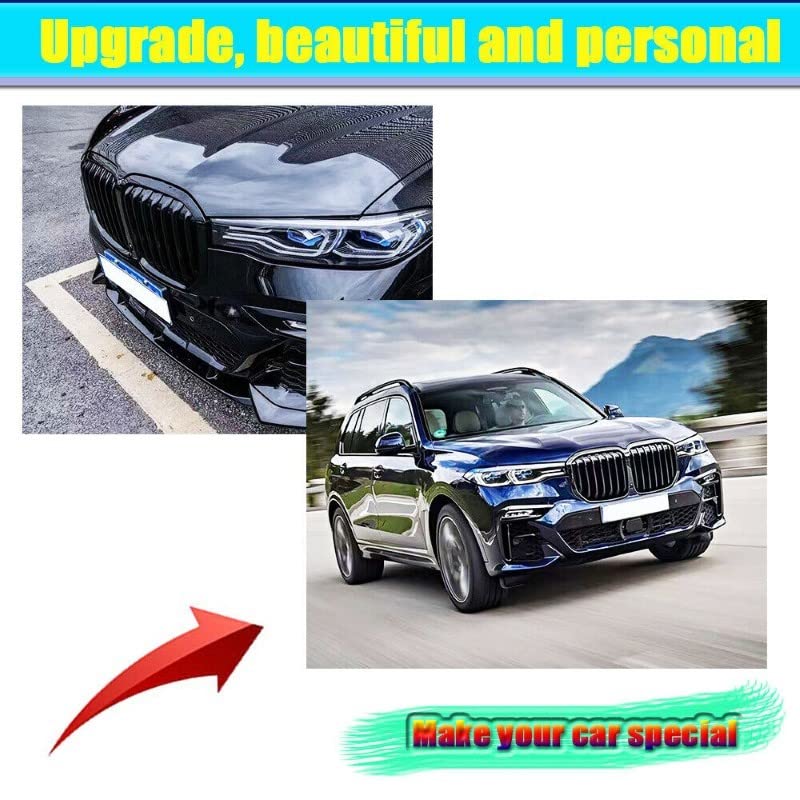 Car Craft Front Bumper Grill Compatible With Bmw X7 G07 2019-2022 Front Bumper Grill Carbon Fiber Look Glossy Black