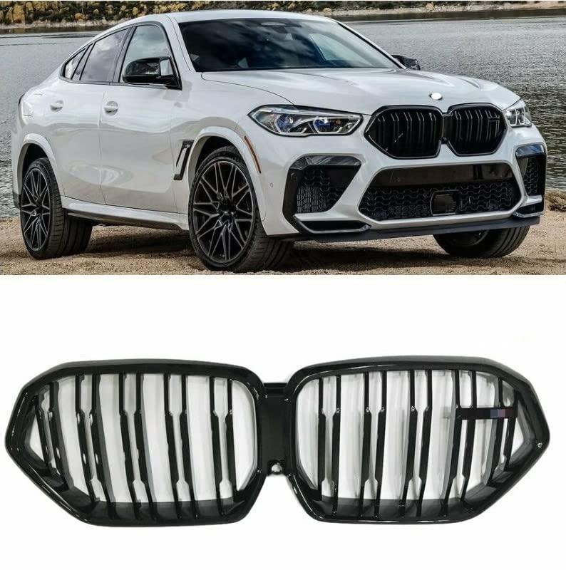 Car Craft Front Bumper Grill Compatible With Bmw X6 G06 2019-2022 Front Bumper Grill Carbon Fiber Look Glossy Black