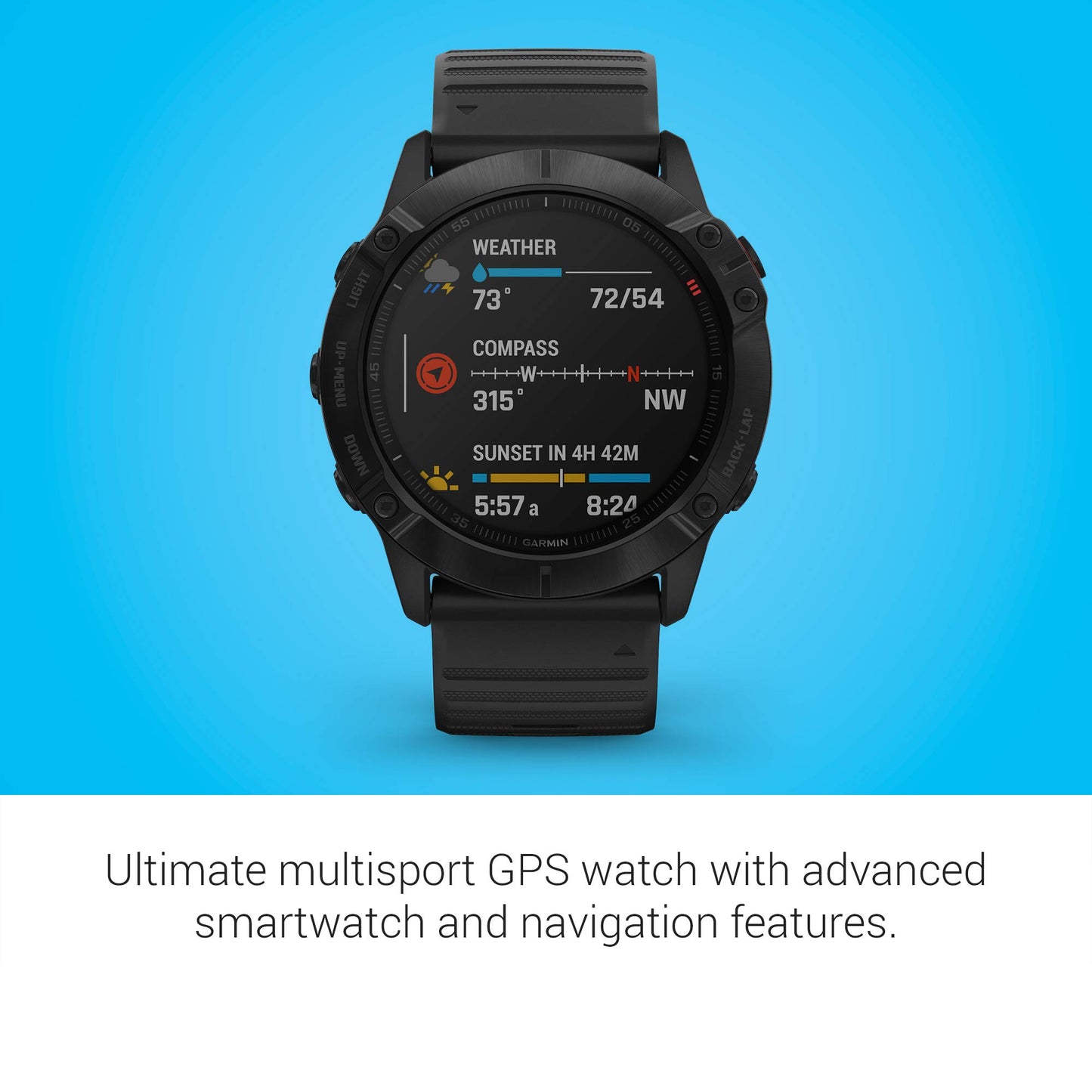 Garmin fenix 6 GPS-multisport-smartklocka med pulsmätning på handleden 4755903021145 bolt