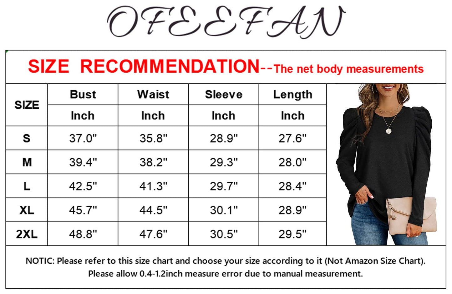 OFEEFAN Black Tunic Tops for Women Puff Sleeve Womens Fall Sweaters 2022 Trendy L