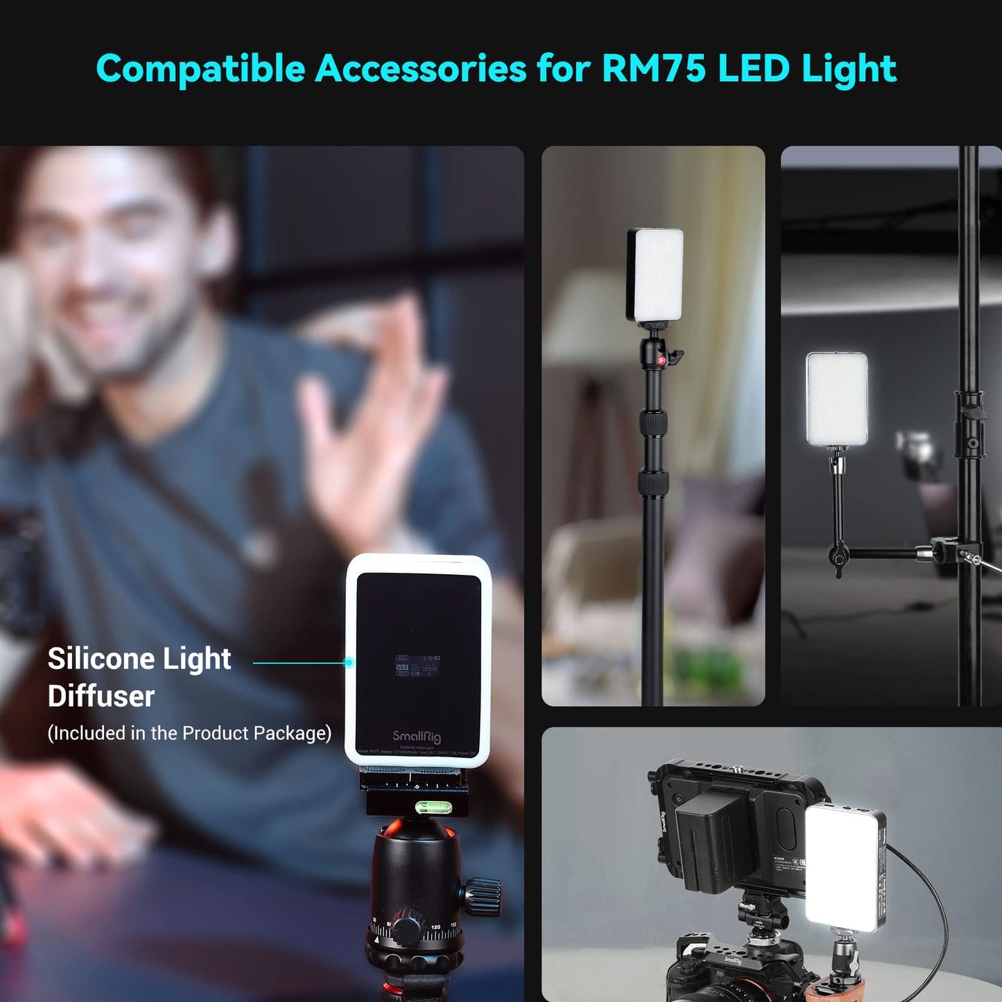 SmallRig APP Control RGB Video Light, Portable LED On Camera Video Lights Panel, CRI≥95 2500-8500K, Built-in 4000mAh Battery, for Vlogging / Photography / Conference, Magnetic Attraction - 3290