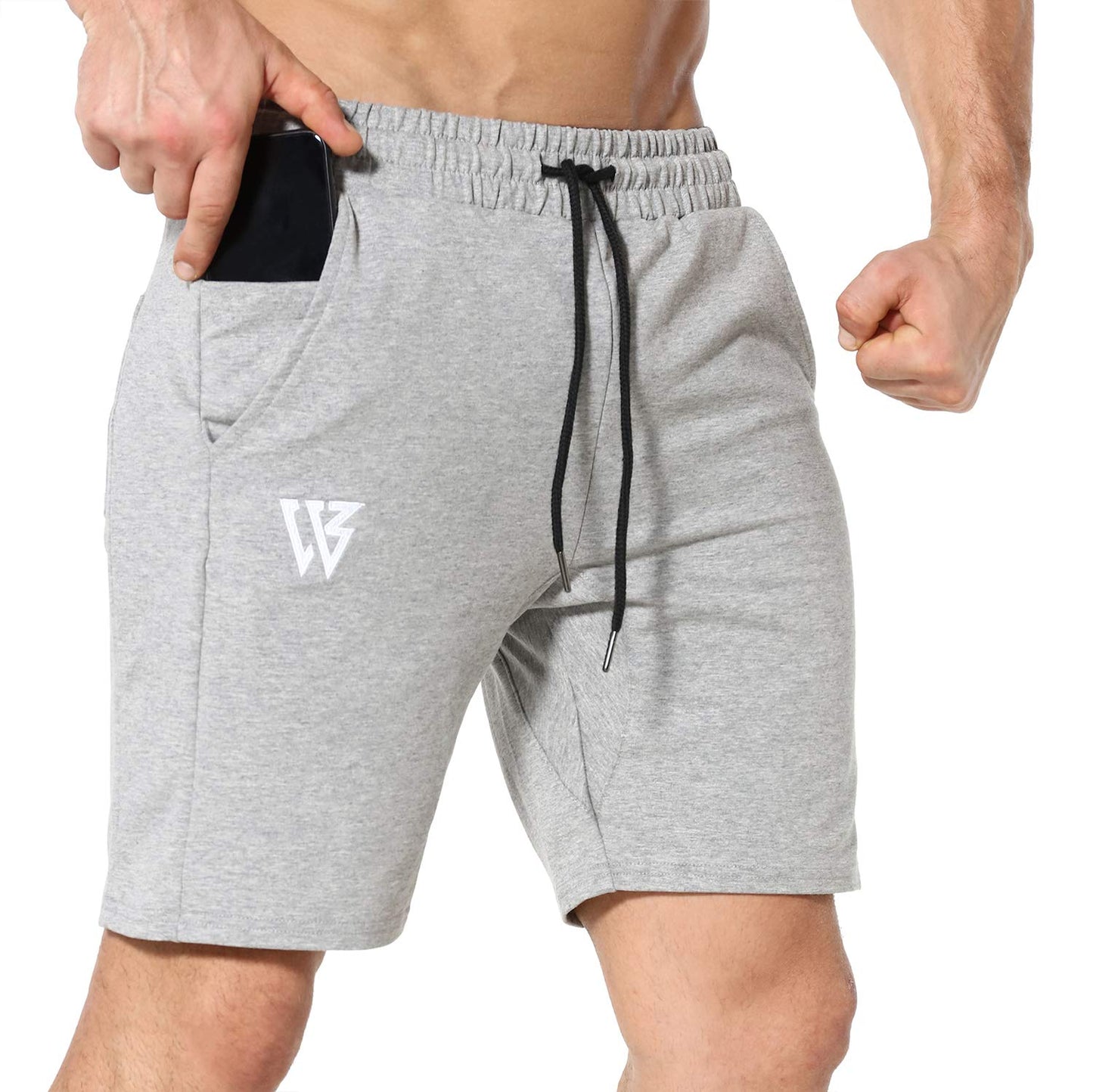 ZENWILL Mens Gym Running Shorts, Workout Athletic Bodybuilding Fitness Shorts with Zip Pockets