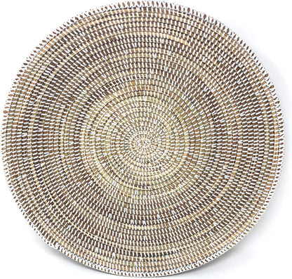 African Fair Trade 12-inch Round Grain Basket, White